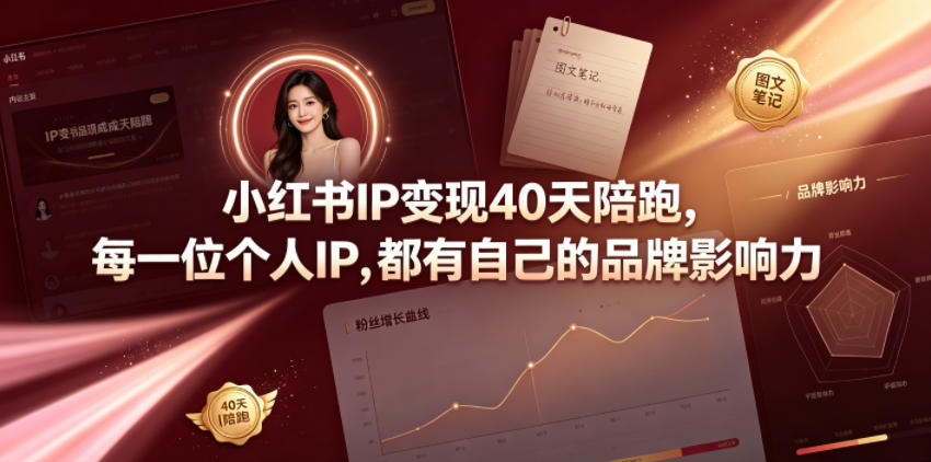 小红书IP变现40天陪跑，每一位个人IP，都有自己的品牌影响力-九九网创