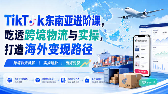TikTok东南亚进阶课，吃透跨境物流与实操，打造海外变现路径-九九网创