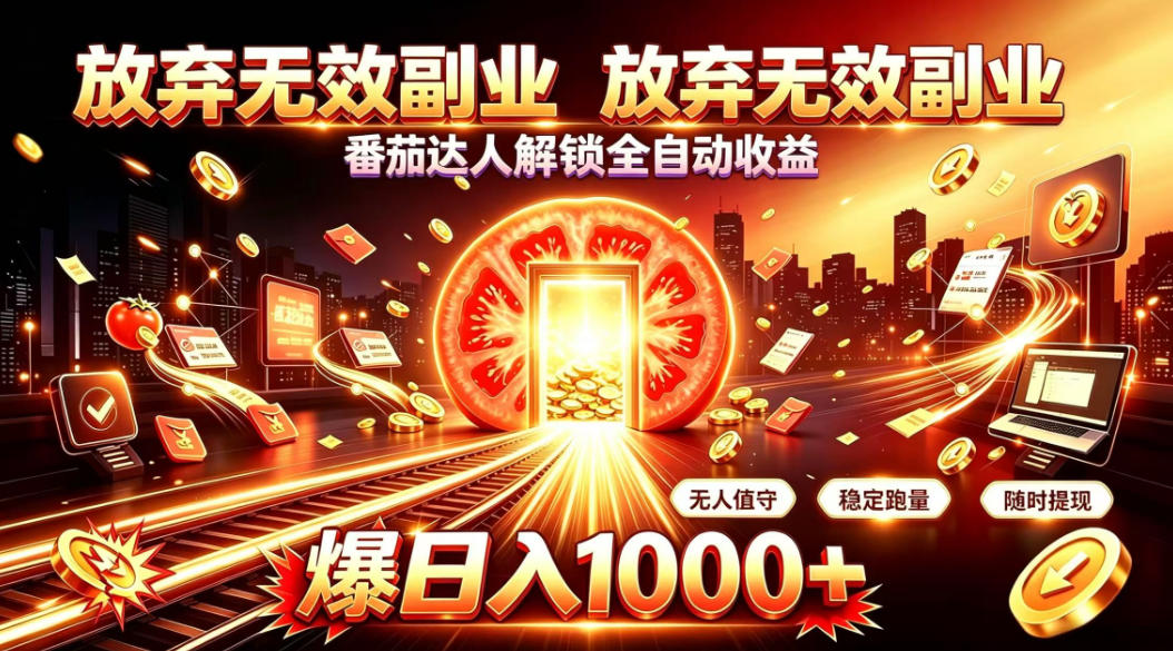 放弃无效副业，番茄达人解锁全自动收益，日入1k+，门槛最低的线上轻资产项目【揭秘】-九九网创