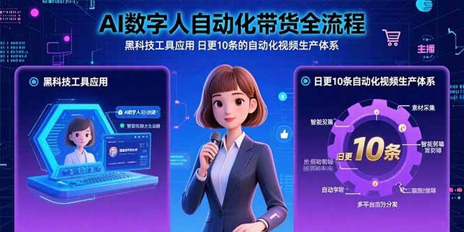 （15699期）AI数字人自动化带货全流程：黑科技工具应用 日更10条的自动化视频生产体系-九九网创