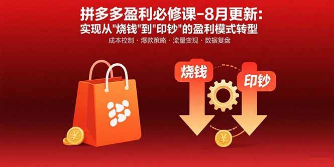 （15771期）拼多多盈利必修课-8月更新：突破运营瓶颈 实现从烧钱到印钞的盈利模式转型-九九网创
