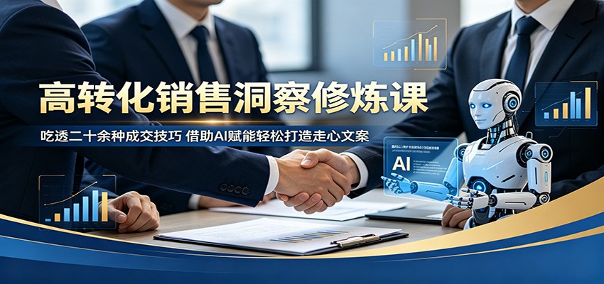 高转化销售洞察修炼课:吃透二十余种成交技巧,借助AI赋能轻松打造走心文案-九九网创