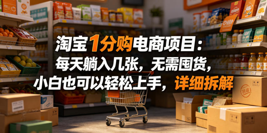 淘宝1分购电商项目：每天躺入几张，无需囤货，小白也可以轻松上手，详细拆解-九九网创