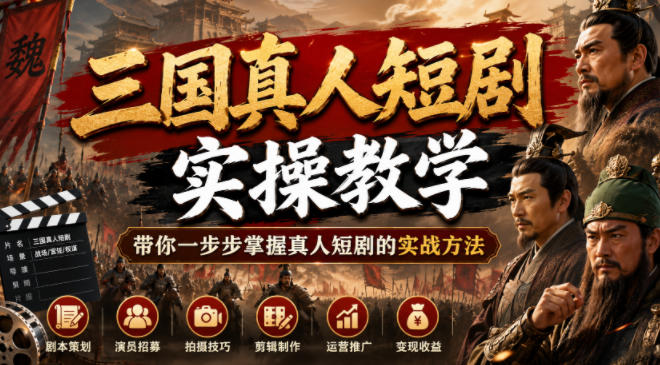 三国真人短剧实操教学,带你一步步掌握真人短剧的实战方法 三国真人短剧实操教学,带你一步步掌握真人短剧的实战方法