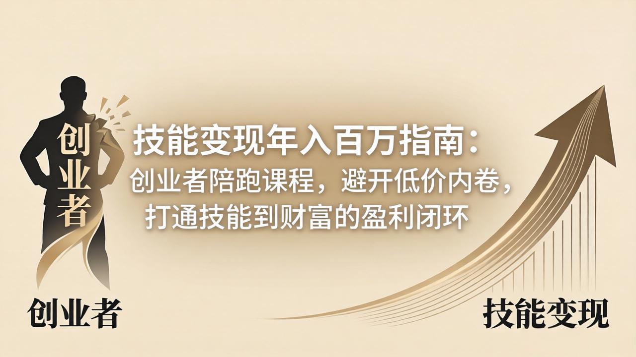 技能变现年入百万指南：创业者陪跑课程，避开低价内卷，打通技能到财富的盈利闭环-九九网创