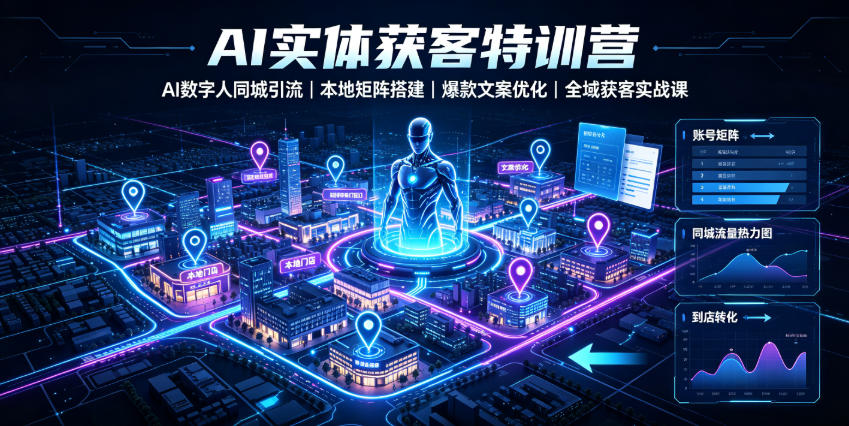 AI实体获客特训营｜AI数字人同城引流、本地矩阵搭建、爆款文案优化全域获客实战课-九九网创