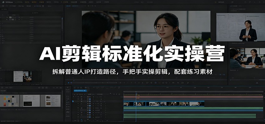 AI剪辑标准化实操营：拆解普通人IP打造路径，手把手实操剪辑，配套练习素材-九九网创