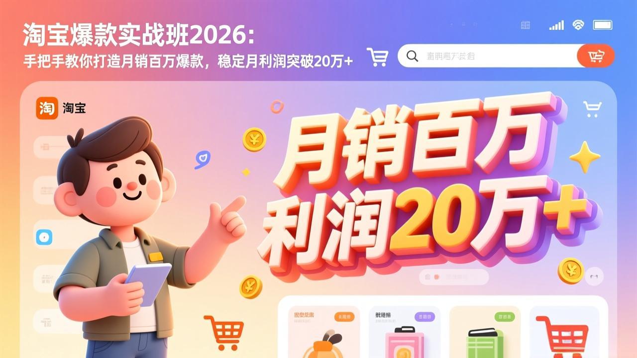 淘宝爆款实战班-2026年2月更新：手把手教你打造月销百万爆款，稳定月利润突破20万+-九九网创
