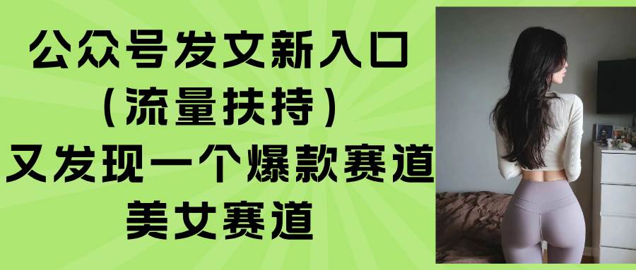 （15781期）公众号发文新入口（流量扶持），又发现一个爆款赛道：美女赛道-九九网创