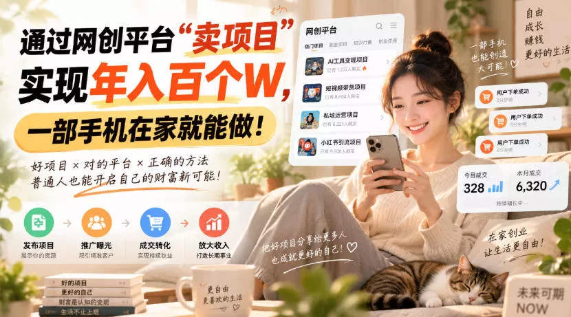 靠卖网创项目变现,一年拿下百万收益!一台手机就能操作!-九九网创