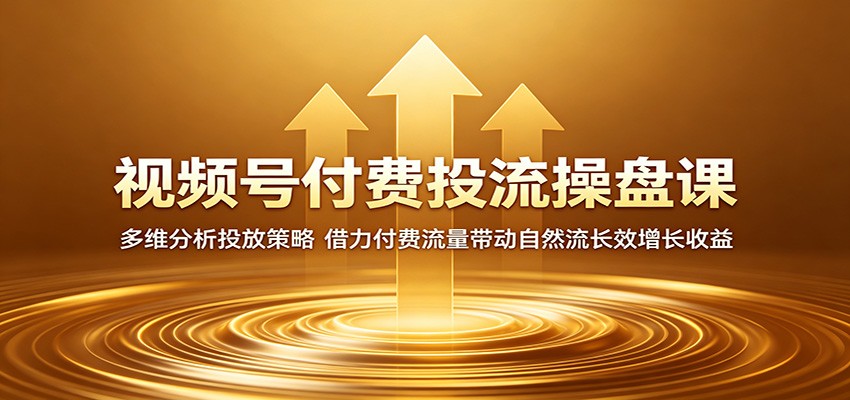 视频号付费投流操盘课:多维分析投放策略,借力付费流量带动自然流长效增长收益-九九网创