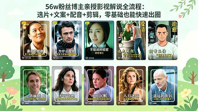 (18579期)56万粉丝博主亲授影视解说全流程:选片+文案+配音+剪辑,零基础也能快速出圈-九九网创