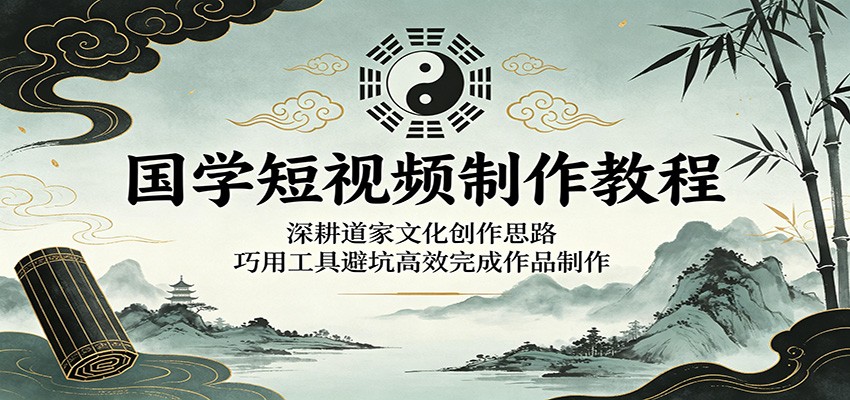 国学短视频制作教程：深耕道家文化创作思路，巧用工具避坑高效完成作品制作-九九网创