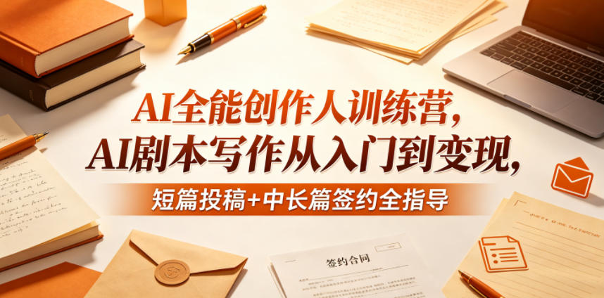 AI全能创作人训练营，AI剧本写作从入门到变现，短篇投稿+中长篇签约全指导-九九网创