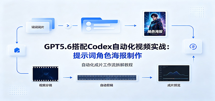 GPT5.6搭配Codex自动化视频实战：提示词角色海报制作，自动化成片工作流拆解教程-九九网创