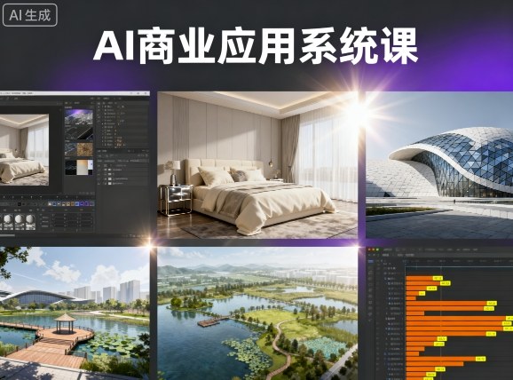 AI商业应用系统课，室内-软装-建筑-景观，智能设计+效果图+动画画实战-九九网创
