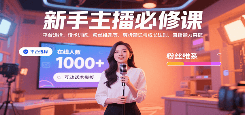 新手主播必修课:平台选择、话术训练、粉丝维系等,解析禁忌与成长法则,突破直播能力-九九网创