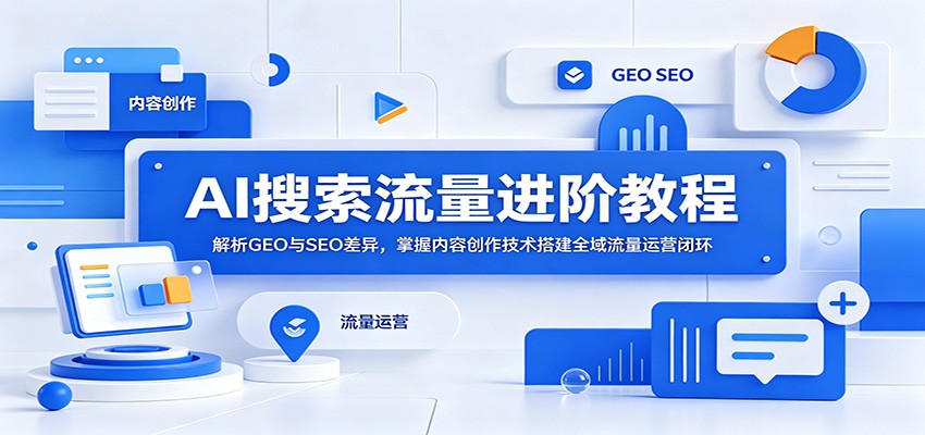 AI搜索流量进阶教程：解析GEO与SEO差异，掌握内容创作技术搭建全域流量运营闭环-九九网创