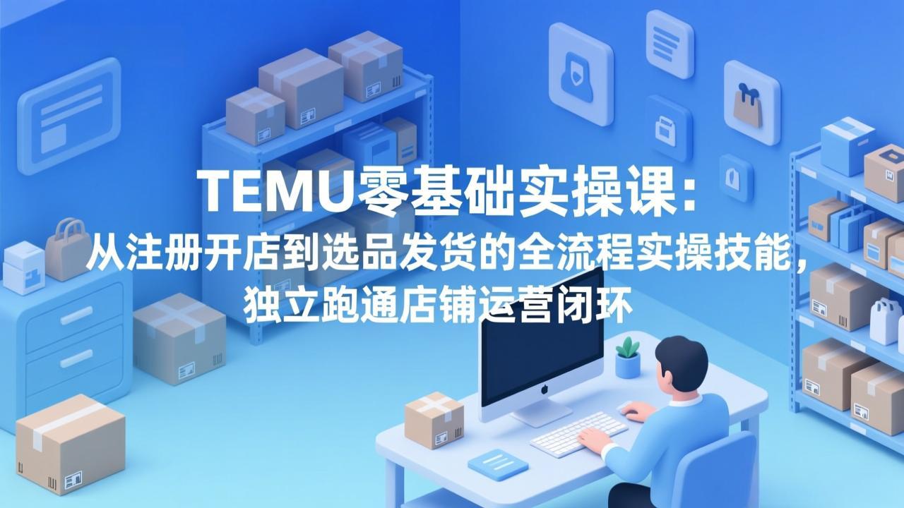 TEMU零基础实操课：从注册开店到选品发货的全流程实操技能，独立跑通店铺运营闭环-九九网创