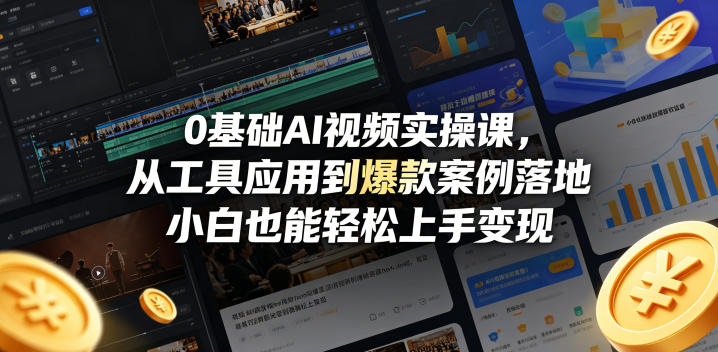 0基础AI视频实操课，从工具应用到爆款案例落地，小白也能轻松上手变现-九九网创