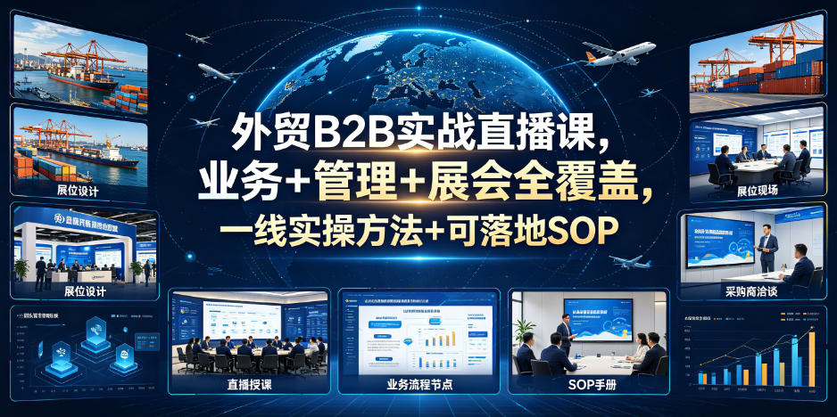 外贸B2B实战直播课，业务+管理+展会全覆盖，一线实操方法+可落地SOP-九九网创