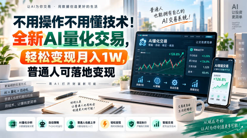 不用操作不用懂技术！全新AI量化交易，轻松变现月入1W，普通人可落地变现！【揭秘】-九九网创