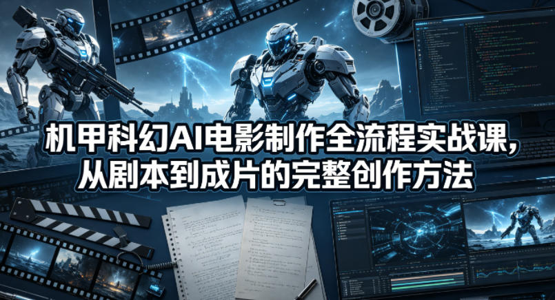 机甲科幻AI电影制作全流程实战课，从剧本到成片的完整创作方法-九九网创