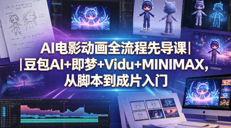 AI电影动画全流程先导课｜豆包AI+即梦+Vidu+MINIMAX，从脚本到成片入门-九九网创