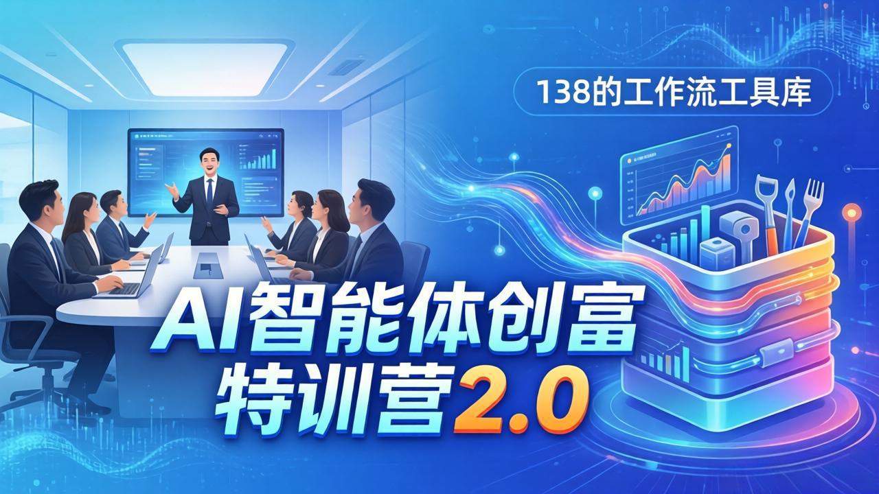 AI智能体创富训练营2.0：3天闭门直播+视频课+工具库，从0到1搭建智能体附138个工作流-九九网创