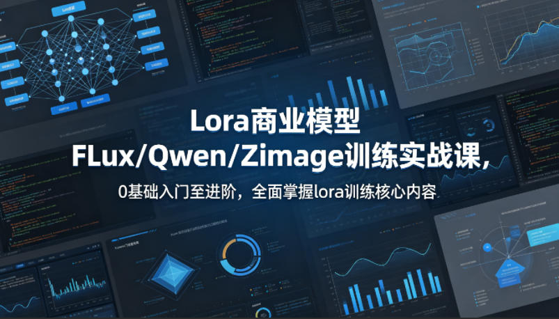 系统性学习Lora商业模型FLux／Qwen／Zimage训练实战课，0基础入门至进阶，全面掌握lora训练核心内容-九九网创