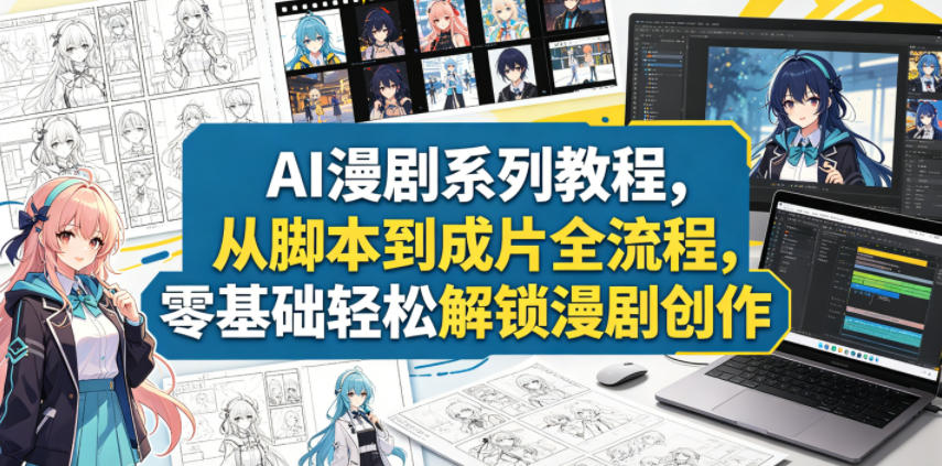 AI漫剧系列教程,从脚本到成片全流程,零基础轻松解锁漫剧创作-九九网创