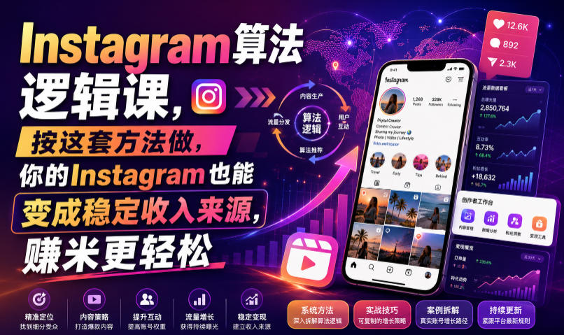Instagram算法逻辑课，按这套方法做，你的Instagram也能变成稳定收入来源，賺米更轻松【原创双语字幕】-九九网创
