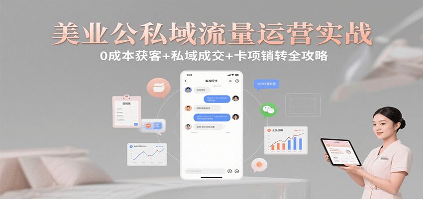 美业公私域流量运营实战：0成本获客+私域成交+卡项销转全攻略-九九网创