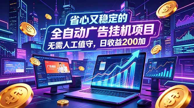 （18899期）全自动广告挂机项目，全程无需人工值守。稳定创收每日收益200+-九九网创