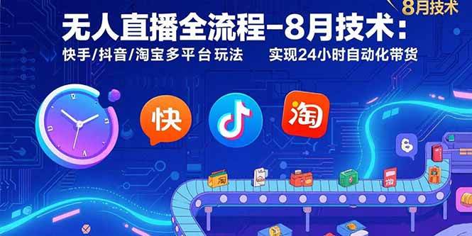 （15635期）无人直播全流程-8月技术：快手/抖音/淘宝多平台玩法 实现24小时自动化带货-九九网创