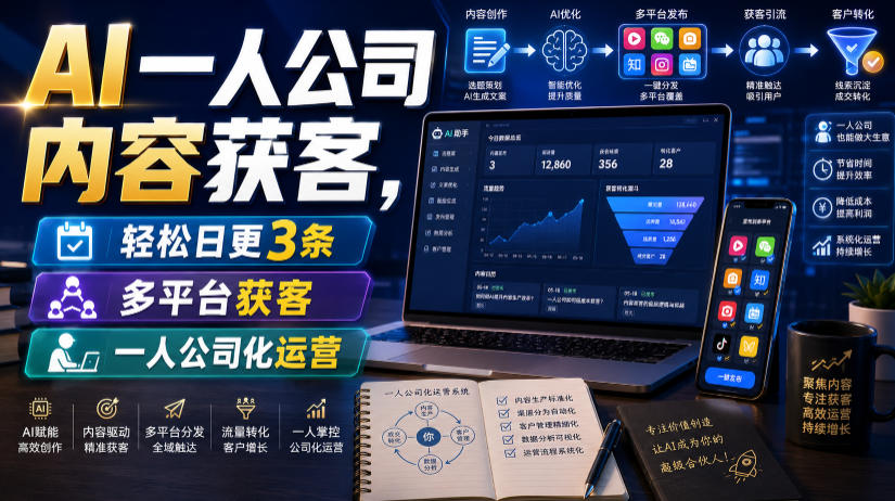 AI一人公司内容获客,轻松日更3条,多平台获客,一人公司化运营(更新) AI一人公司内容获客,轻松日更3条,多平台获客,一人公司化运营(更新)
