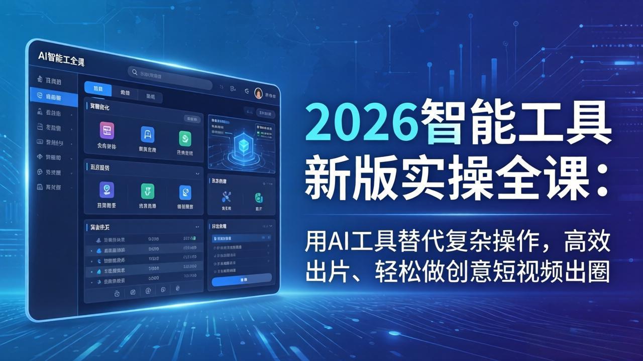 2026智能工具新版实操全课：用AI工具替代复杂操作，高效出片、轻松做创意短视频出圈-九九网创