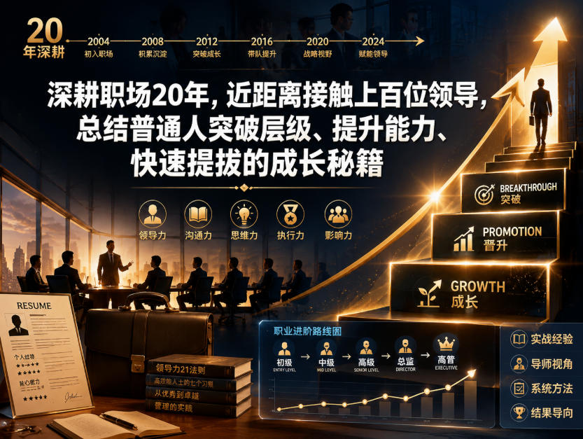 付费文章：深耕职场20年，近距离接触上百位领导，总结普通人突破层级、提升能力、快速提拔的成长秘籍（全网独家干货）-九九网创