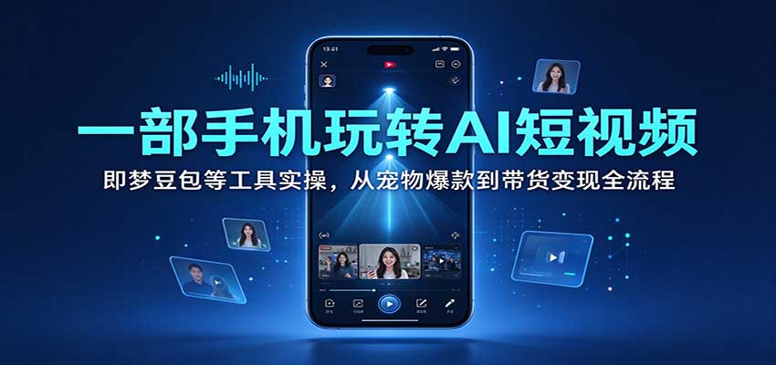 一部手机玩转AI短视频：即梦豆包等工具实操，从宠物爆款到带货变现全流程-九九网创