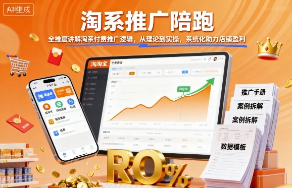 淘系推广陪跑，全维度讲解淘系付费推广逻辑，从理论到实操，系统化助力店铺盈利-九九网创