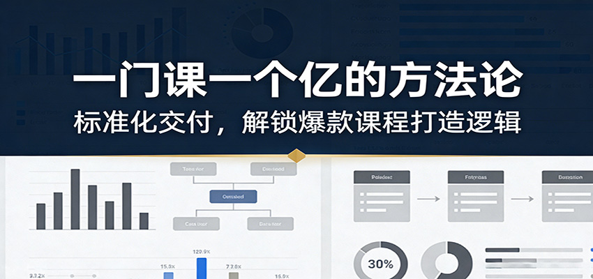 一门课一个亿的方法论:标准化交付,解锁爆款课程打造逻辑-九九网创