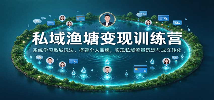 私域渔塘变现训练营：系统学习私域玩法，搭建个人品牌，实现私域流量沉淀与成交转化-九九网创