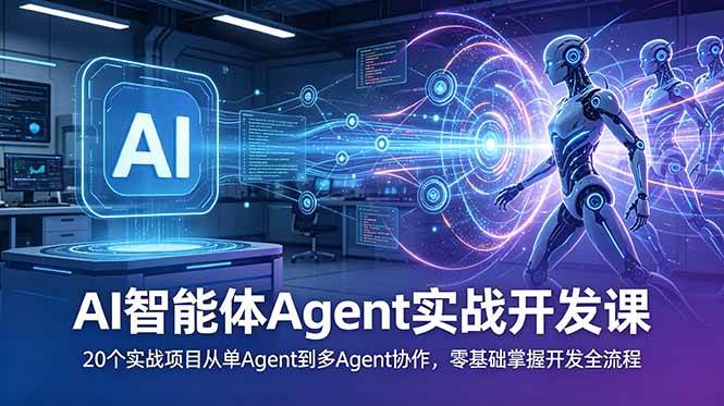 （18983期）AI智能体Agent实战开发课：20个实战项目从单Agent到多Agent协作，零基础掌握开发全流程-九九网创