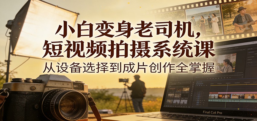 小白变身老司机，短视频拍摄系统课，从设备选择到成片创作全掌握-九九网创