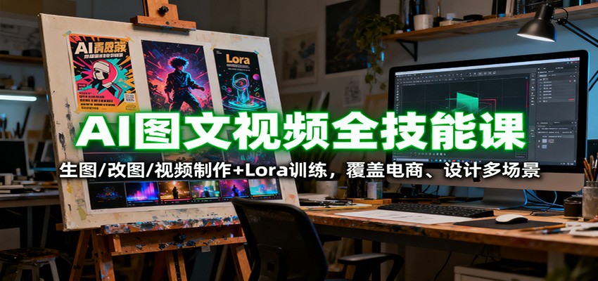 AI图文视频全技能课：生图/改图/视频制作+Lora训练，覆盖电商 、设计多场景-九九网创