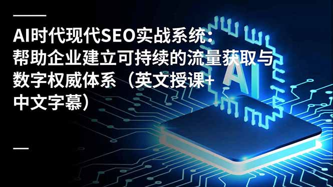 AI时代现代SEO实战系统：帮助企业建立可持续的流量获取与数字权威体系(英文授课+中文字幕-九九网创
