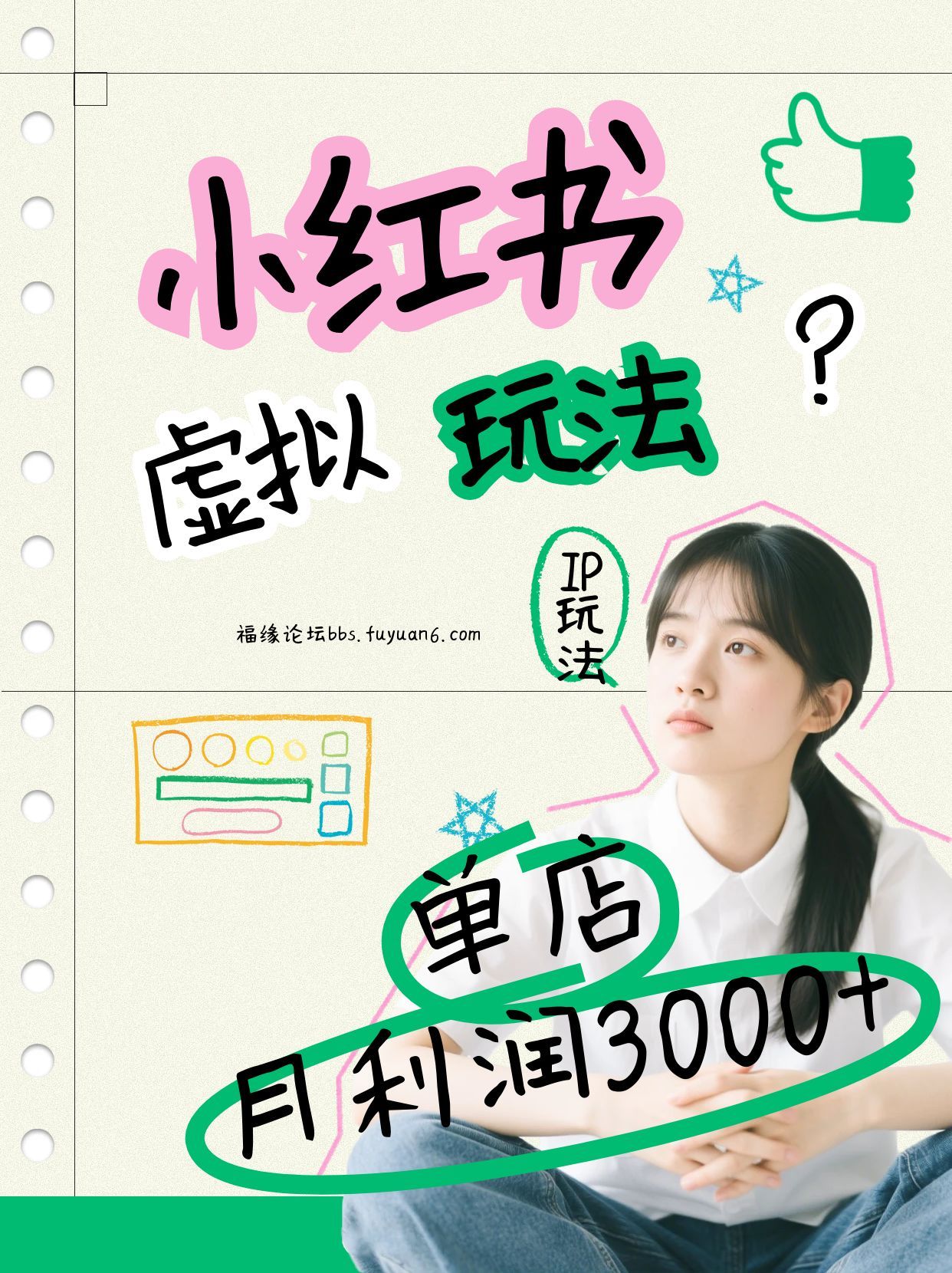 小红书虚拟玩法(铺货流和单品玩法)，单店月利润3000+，IP打法+原创商品(0违规)-九九网创