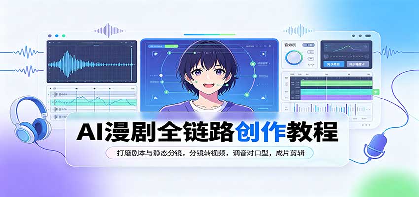 AI漫剧全链路创作教程：打磨剧本与静态分镜，分镜转视频，调音对口型，成片剪辑-九九网创