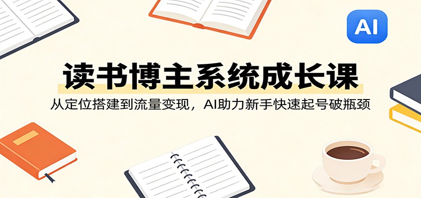 读书博主系统成长课：从定位搭建到流量变现，AI助力新手快速起号破瓶颈-九九网创