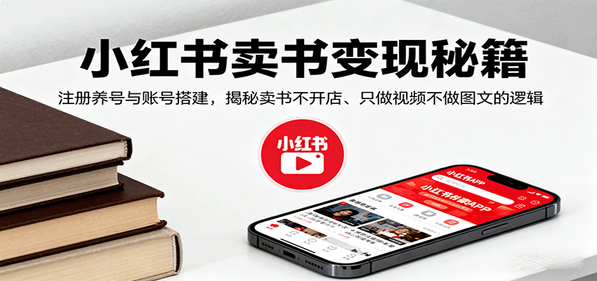小红书卖书变现秘籍，注册养号与账号搭建，揭秘卖书不开店、只做视频不做图文的逻辑-九九网创